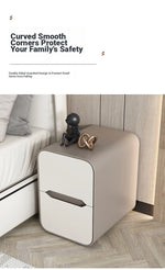 Modern Pine Nightstand with PU Leather Finish - Stylish Storage Solution for Your Bedroom fmxjs-5340