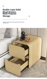 Modern Pine Nightstand with PU Leather Finish - Stylish Storage Solution for Your Bedroom fmxjs-5340