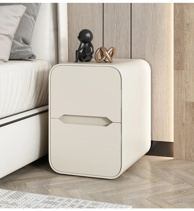 Modern Pine Nightstand with PU Leather Finish - Stylish Storage Solution for Your Bedroom fmxjs-5340