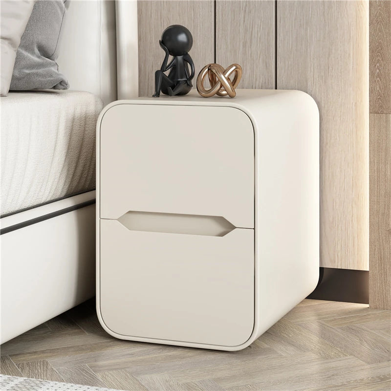 Modern Pine Nightstand with PU Leather Finish - Stylish Storage Solution for Your Bedroom fmxjs-5340