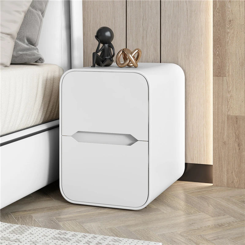 Modern Pine Nightstand with PU Leather Finish - Stylish Storage Solution for Your Bedroom fmxjs-5340