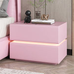 Stylish Pine Nightstand with PU Leather Finish - Modern Two-Drawer Storage Solution for Bedroom Decor fmxjs-5342