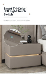 Stylish Pine Nightstand with PU Leather Finish - Modern Two-Drawer Storage Solution for Bedroom Decor fmxjs-5342