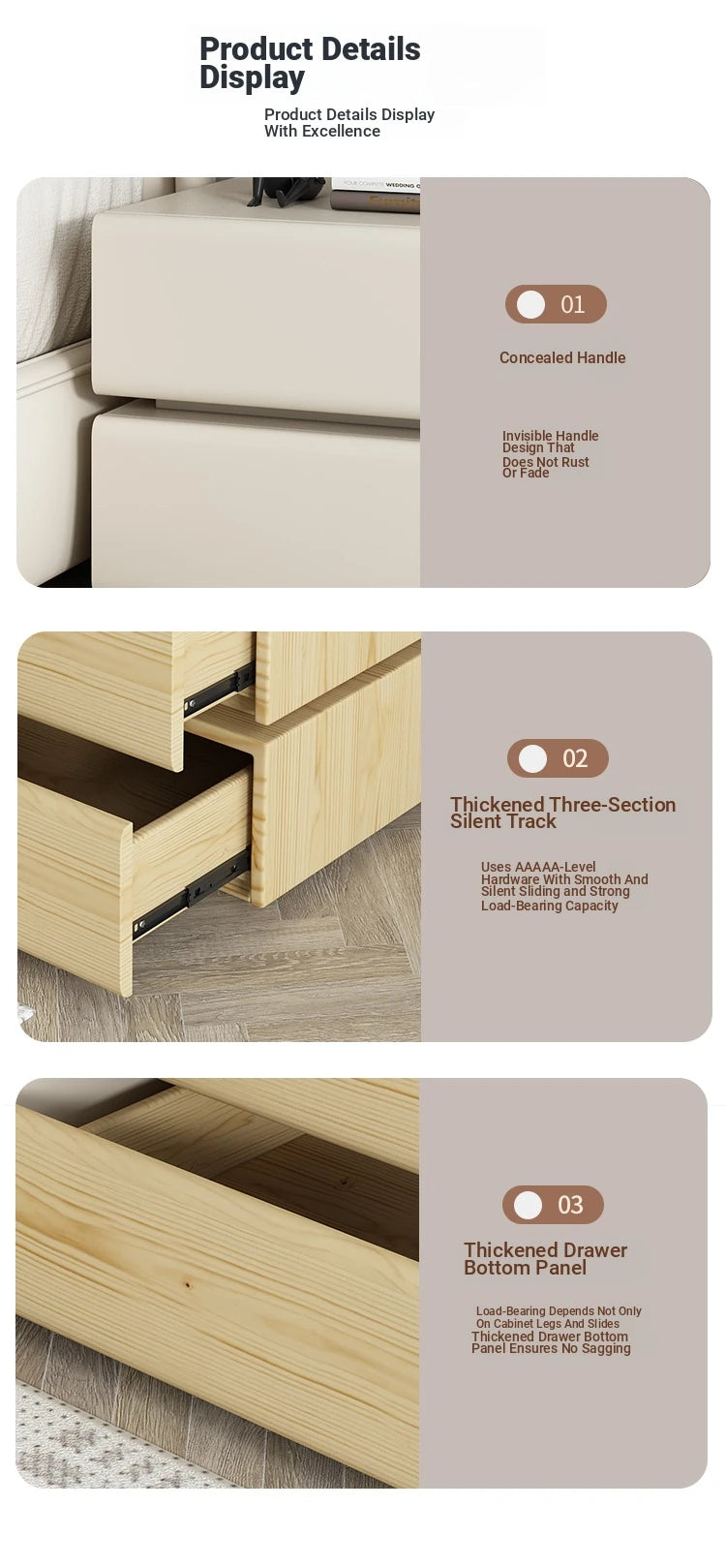 Stylish Pine Nightstand with PU Leather Finish - Modern Two-Drawer Storage Solution for Bedroom Decor fmxjs-5342