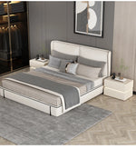 Stylish Pine Nightstand with PU Leather Finish - Modern Two-Drawer Storage Solution for Bedroom Decor fmxjs-5342