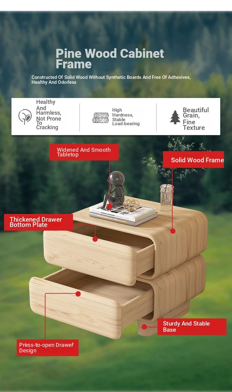 Modern Black Pine Nightstand with PU Leather Finish - Stylish Storage for Bedroom fmxjs-5343