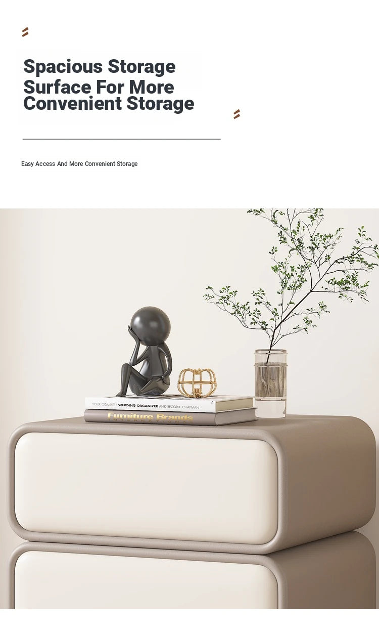 Modern Black Pine Nightstand with PU Leather Finish - Stylish Storage for Bedroom fmxjs-5343