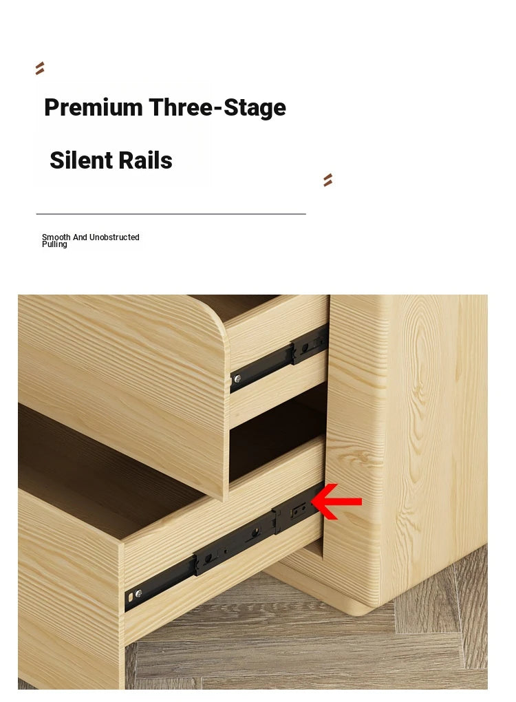 Modern Pine Nightstand with Sintered Stone Top and PU Leather Finish - Stylish Storage Solution for Your Bedroom fmxjs-5344