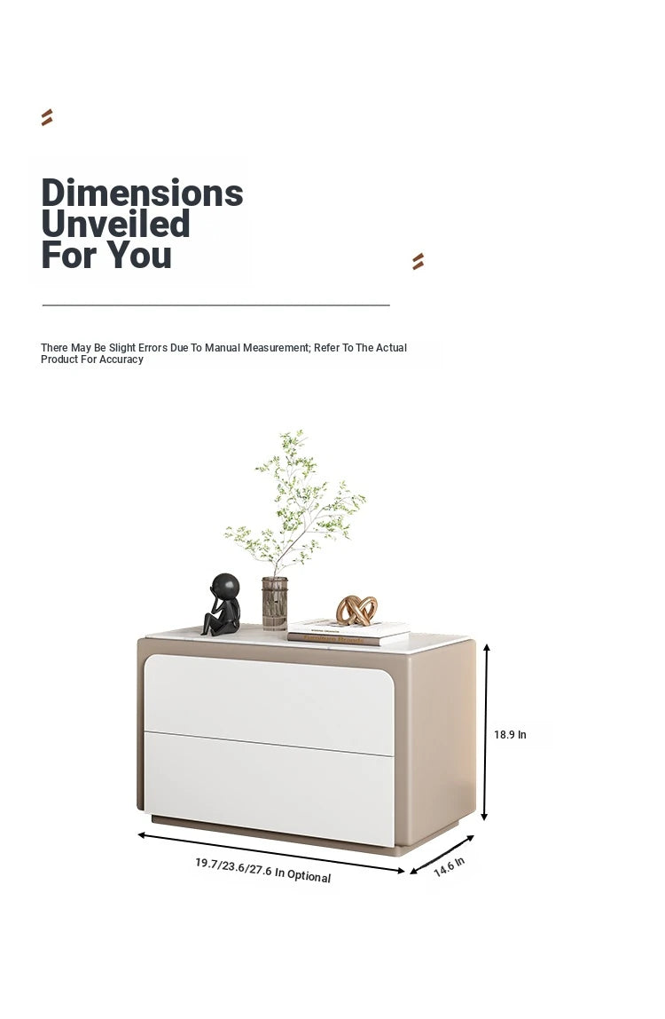 Modern Pine Nightstand with Sintered Stone Top and PU Leather Finish - Stylish Storage Solution for Your Bedroom fmxjs-5344