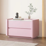 Modern Pine Nightstand with Sintered Stone Top and PU Leather Drawer - Stylish Storage Solution for Your Bedroom fmxjs-5346