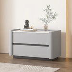 Modern Pine Nightstand with Sintered Stone Top and PU Leather Drawer - Stylish Storage Solution for Your Bedroom fmxjs-5346