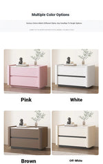 Modern Pine Nightstand with Sintered Stone Top and PU Leather Drawer - Stylish Storage Solution for Your Bedroom fmxjs-5346