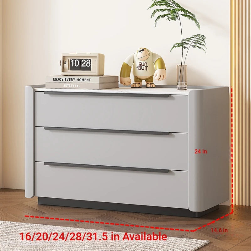 Sleek Pine Sintered Stone Cabinet with PU Leather Touch - Modern 3-Drawer Storage Solution for Contemporary Home Decor fmxjs-5348