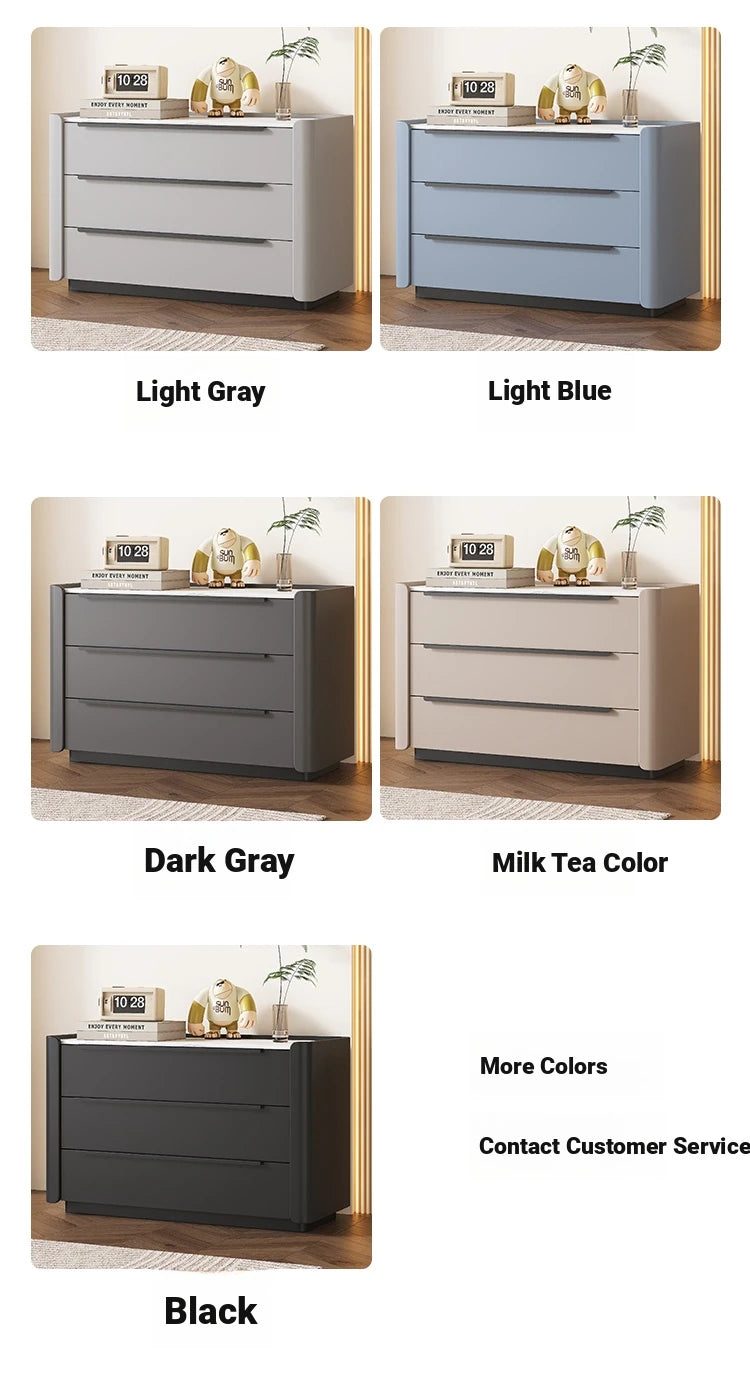 Sleek Pine Sintered Stone Cabinet with PU Leather Touch - Modern 3-Drawer Storage Solution for Contemporary Home Decor fmxjs-5348