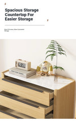 Sleek Pine Sintered Stone Cabinet with PU Leather Touch - Modern 3-Drawer Storage Solution for Contemporary Home Decor fmxjs-5348