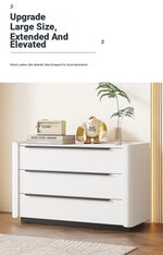 Sleek Pine Sintered Stone Cabinet with PU Leather Touch - Modern 3-Drawer Storage Solution for Contemporary Home Decor fmxjs-5348