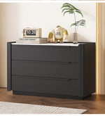 Sleek Pine Sintered Stone Cabinet with PU Leather Touch - Modern 3-Drawer Storage Solution for Contemporary Home Decor fmxjs-5348