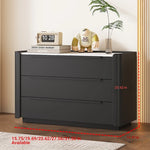 Sleek Pine Sintered Stone Cabinet with PU Leather Touch - Modern 3-Drawer Storage Solution for Contemporary Home Decor fmxjs-5348