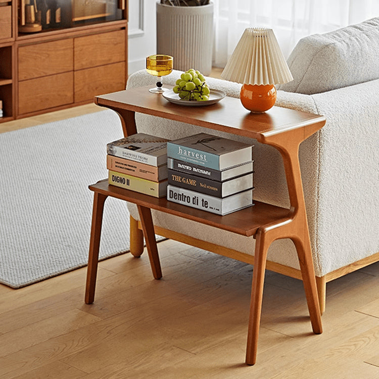 Stylish Multi-Tier Storage Rack – Light Brown & Black, Beech & Rubber Wood fmy-684