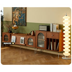 Elegant Light Brown Cherry Wood Tea Table with Metal Accents and Durable Nylon Legs fmy-686