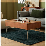 Elegant Light Brown Cherry Wood Tea Table with Metal Accents and Durable Nylon Legs fmy-686