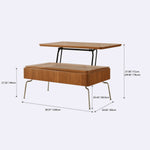 Elegant Light Brown Cherry Wood Tea Table with Metal Accents and Durable Nylon Legs fmy-686
