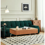 Elegant Light Brown Cherry Wood Tea Table with Metal Accents and Durable Nylon Legs fmy-686