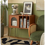 Elegant Light Brown Cherry Wood Tea Table with Metal Accents and Durable Nylon Legs fmy-686