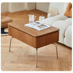 Elegant Light Brown Cherry Wood Tea Table with Metal Accents and Durable Nylon Legs fmy-686