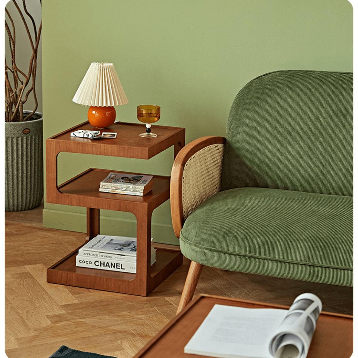 Stylish Light Brown Black Cherry Wood Tea Table - Durable Plywood Construction fmy-687