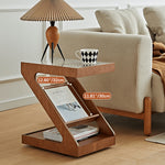 Elegant Light Brown Black Cherry Wood Tea Table with Plywood & Glass Top fmy-688