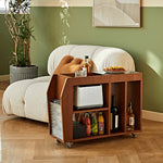 Elegant Light Brown Black Cherry Wood Tea Table with Plywood & Glass Top fmy-688