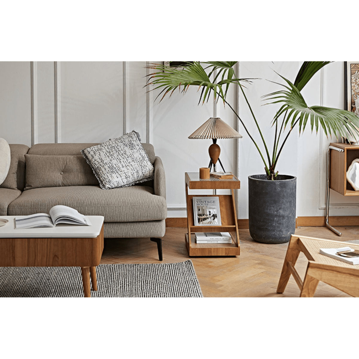 Elegant Light Brown Black Cherry Wood Tea Table with Plywood & Glass Top fmy-688