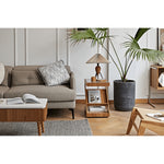 Elegant Light Brown Black Cherry Wood Tea Table with Plywood & Glass Top fmy-688