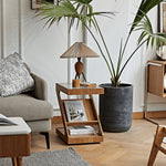 Elegant Light Brown Black Cherry Wood Tea Table with Plywood & Glass Top fmy-688