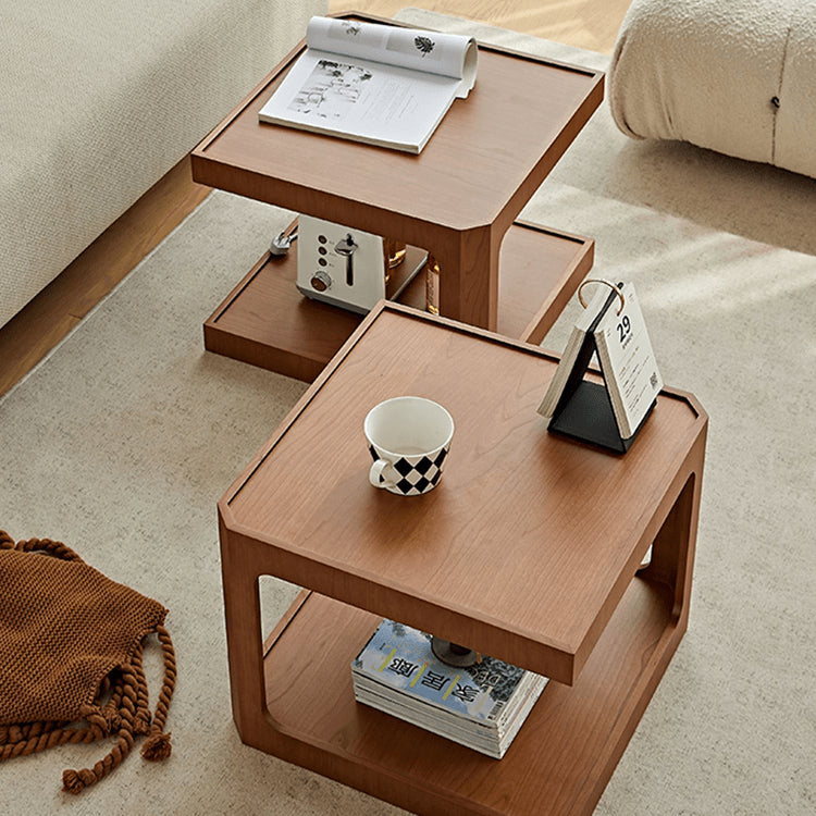 Elegant Light Brown and Black Cherry Wood Tea Table – Sturdy Plywood Design fmy-690