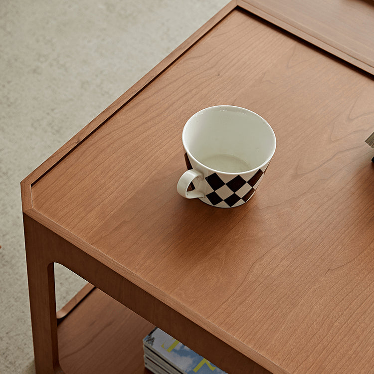 Elegant Light Brown and Black Cherry Wood Tea Table – Sturdy Plywood Design fmy-690