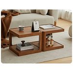 Elegant Light Brown and Black Cherry Wood Tea Table – Sturdy Plywood Design fmy-690