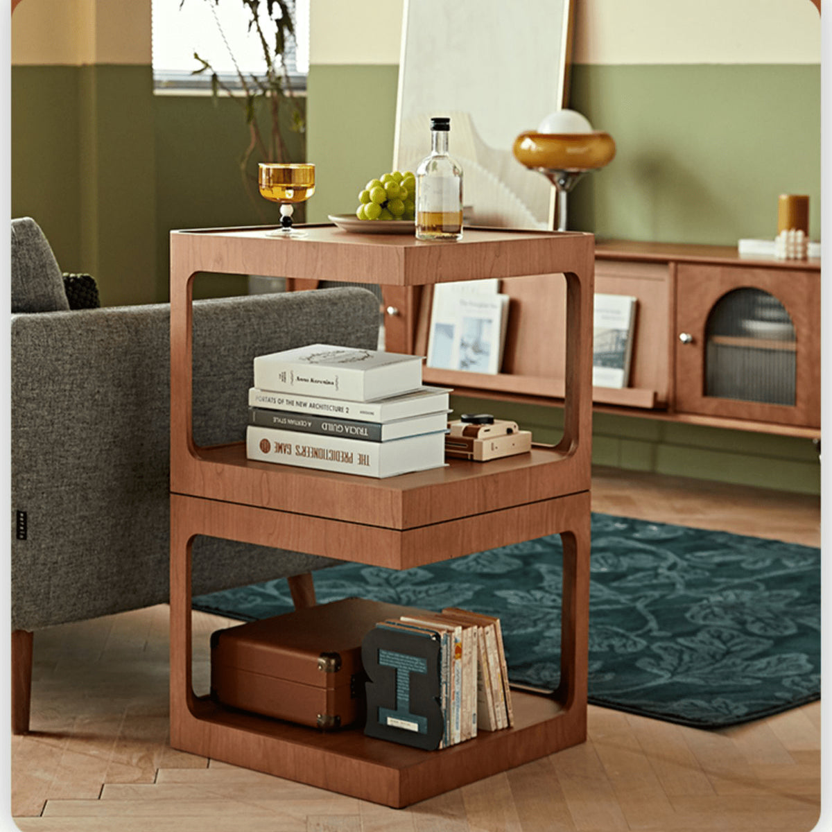 Elegant Light Brown and Black Cherry Wood Tea Table – Sturdy Plywood Design fmy-690