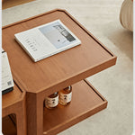 Elegant Light Brown and Black Cherry Wood Tea Table – Sturdy Plywood Design fmy-690