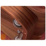 Elegant Light Brown & Black Cherry Wood Tea Table - Durable Plywood & Metal Construction with Nylon Accents fmy-691