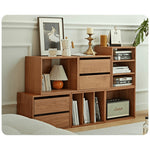 Stylish Multi-Material Tea Table: Light Brown Black Cherry Wood, Plywood, Stainless Steel, Nylon fmy-692