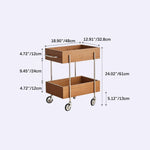 Stylish Multi-Material Tea Table: Light Brown Black Cherry Wood, Plywood, Stainless Steel, Nylon fmy-692