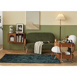 Stylish Multi-Material Tea Table: Light Brown Black Cherry Wood, Plywood, Stainless Steel, Nylon fmy-692