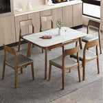 Elegant Brown Sintered Stone Table with Ash Wood Accents fnl-265