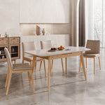 Elegant Natural Sintered Stone Coffee Table with Ash Wood Finish fnl-266