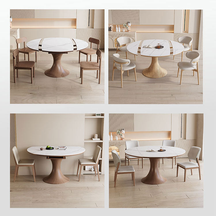 Elegant Table with Brown Sintered Stone and Ash Wood Finish fnl-267