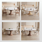 Elegant Table with Brown Sintered Stone and Ash Wood Finish fnl-267