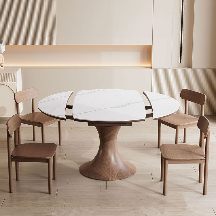 Elegant Table with Brown Sintered Stone and Ash Wood Finish fnl-267