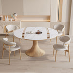 Elegant Table with Brown Sintered Stone and Ash Wood Finish fnl-267